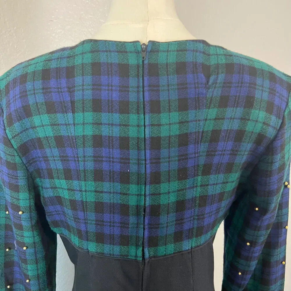 VTG Dark Academia Dress Womens‎ 7/8 Tartan Plaid Schoolgirl Grunge Prep Minimal